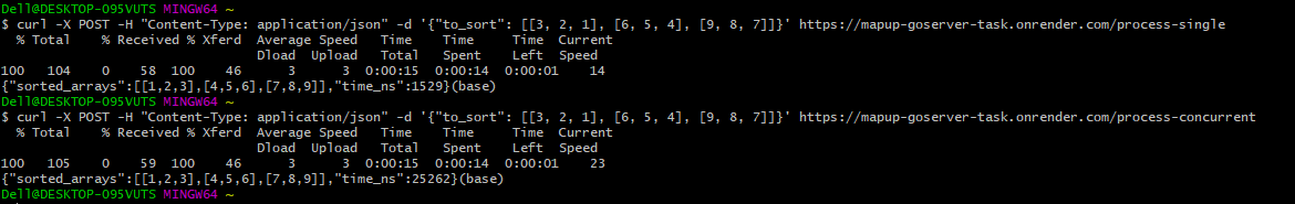 Go Server for Sorting Arrays